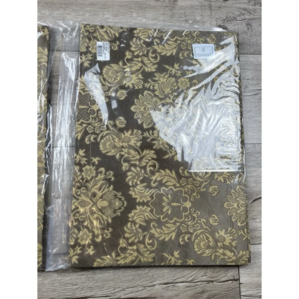 WATERFORD LINENS Wiltshire Set of 8 Total Placemats Bronze/Gold RARE New